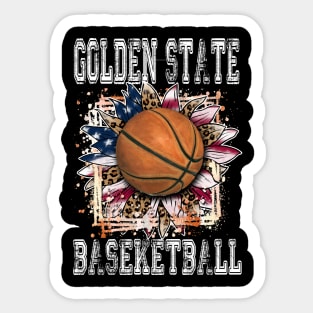 American Flag Personalized Golden State Proud Name Basketball Sticker